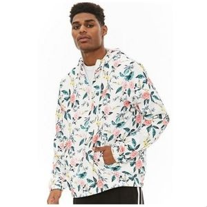 Forever 21 Men's Floral Print Hooded Anorak Jacket
